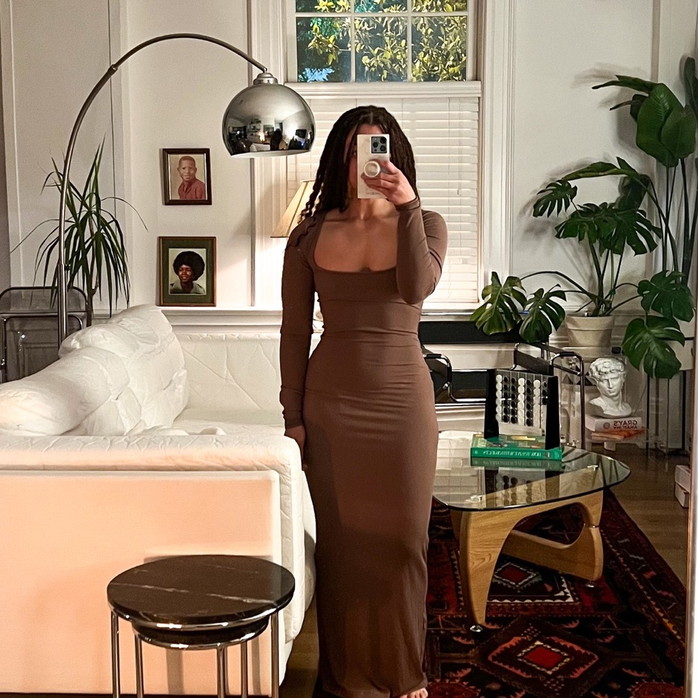 Skims soft lounge maxi dress in OXIDE
